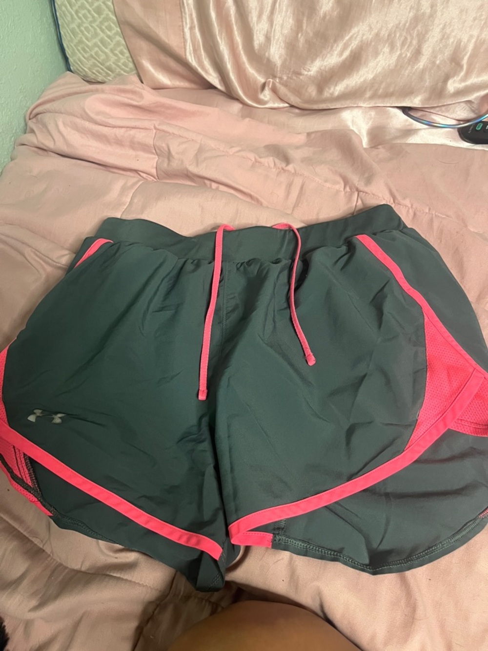 Under Armour Women's Black Athletic Shorts with Pink Accents
